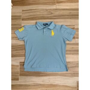 Polo Ralph Lauren Big Pony Polo Shirt Blue Yellow Large Short Sleeve Cotton
